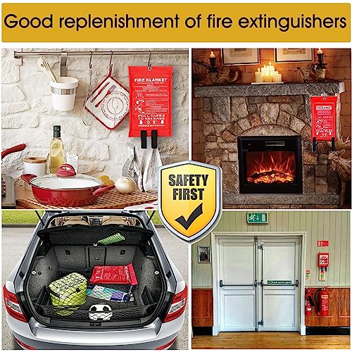 KITOSUN Fire Blanket for Kitchen Home Emergency - Fiberglass Blankets Fire Survival Suspension Flames Retardant Extinguisher Great for Stove Car Garage Office Camping Caravan BBQ Safety (2-Pack)