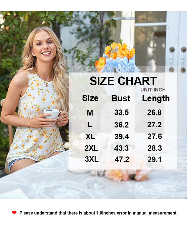 LONGYUAN Womens 2024 Summer Sleeveless Shirts Casual Tunic Beach Tank Tops Loose Fit Blouse Fl, Medium
