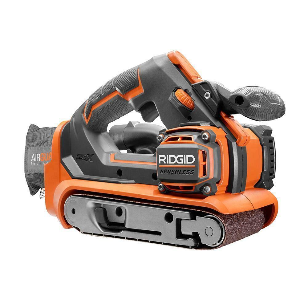RIDGID 18-Volt GEN5X Cordless Brushless 3 in. x 18 in. Belt Sander (Tool-Only) with Dust Bag and (1) 80 Grit Sanding Belt