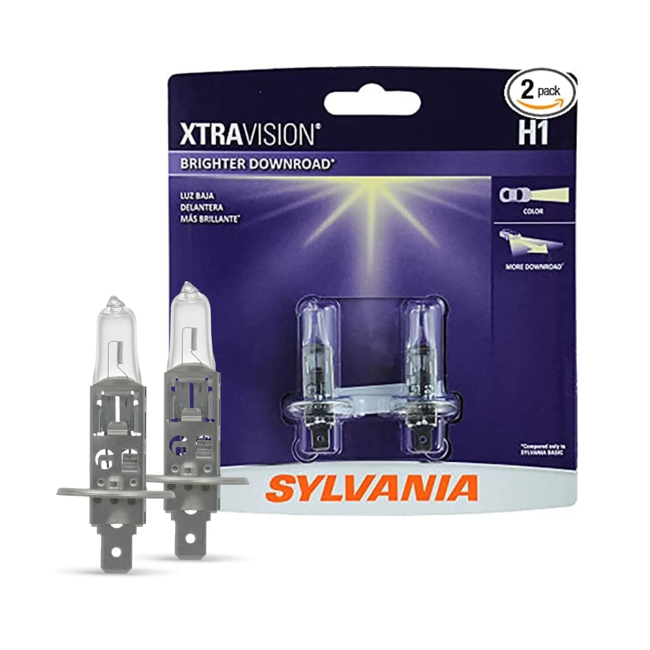 SYLVANIA - H1 XtraVision - High Performance Halogen Headlight Bulb, High Beam, Low Beam and Fog Replacement Bulb (Contains 2 Bulbs)
