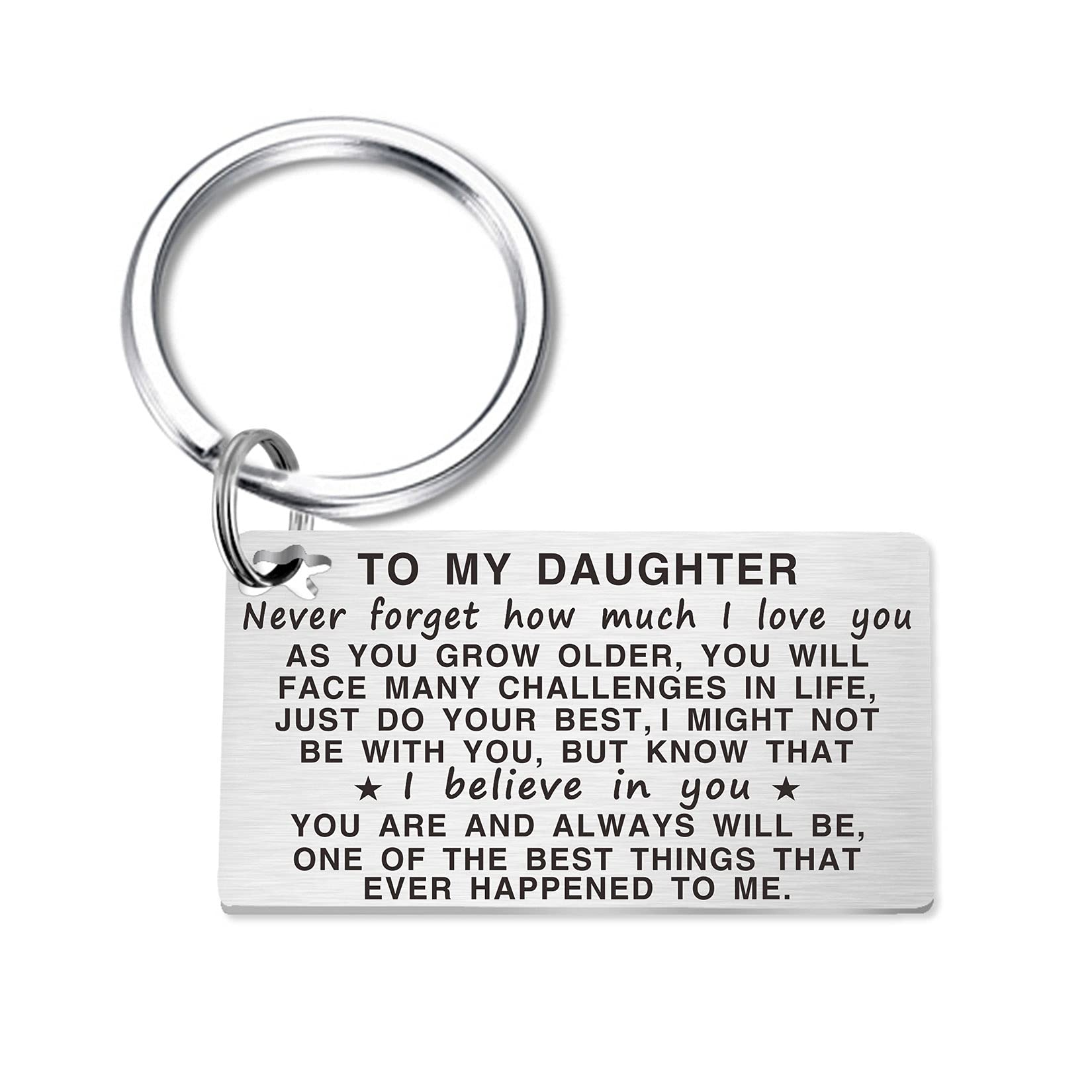 TANWIH Gifts for Daughter- Daughter Engraved Keychain from Mom Dad - Daughter Birthday Christmas Graduation Gifts from Parents