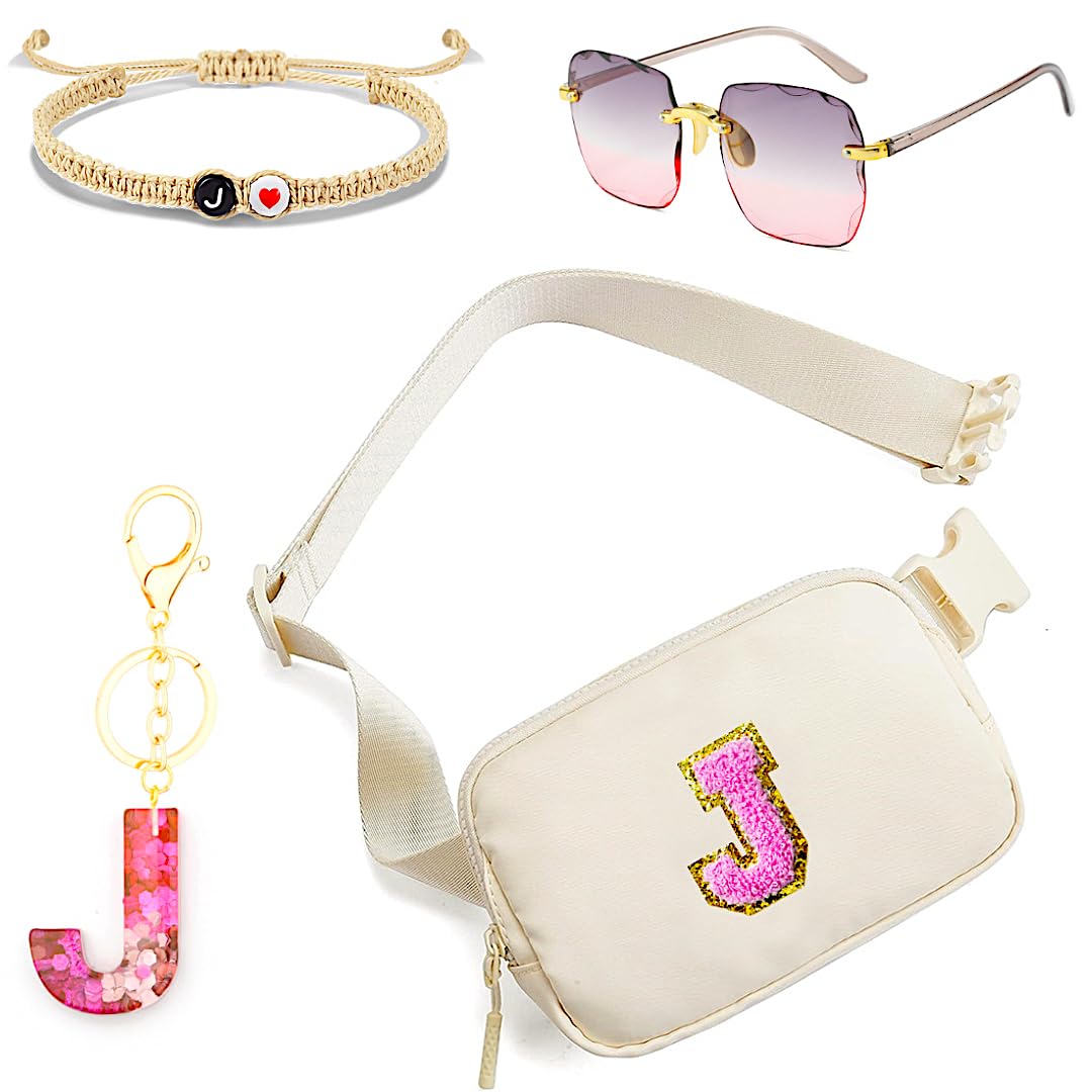 Personalized Initial Fanny Pack Belt Bag for Teen Girls Birthday Gifts for 6 7 8 9 10 11 12 13 Year Old(J)