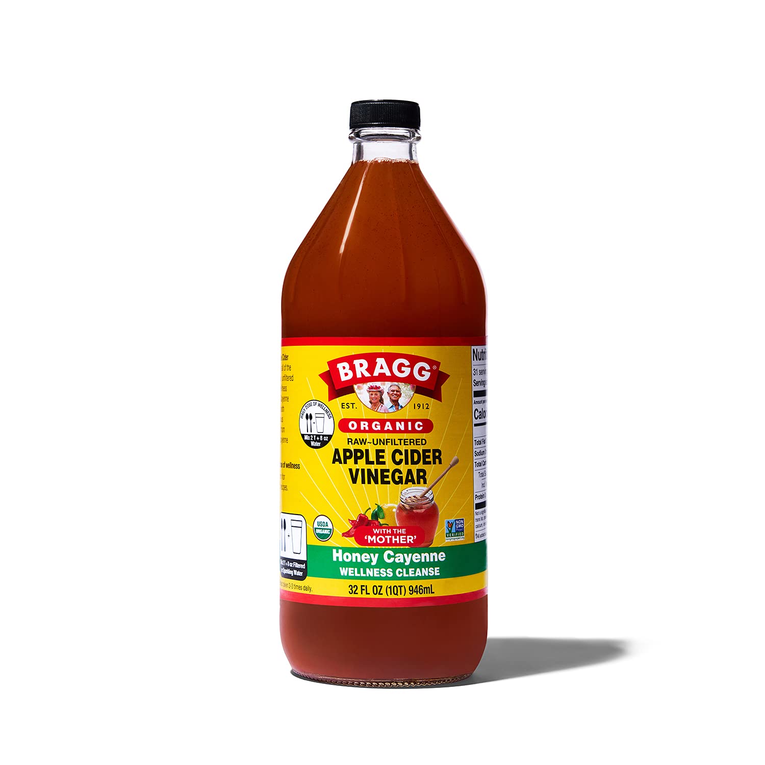 Bragg Organic Apple Cider Vinegar Honey Cayenne Wellness Cleanse with the Mother - 32 fl oz - Raw and Unfiltered