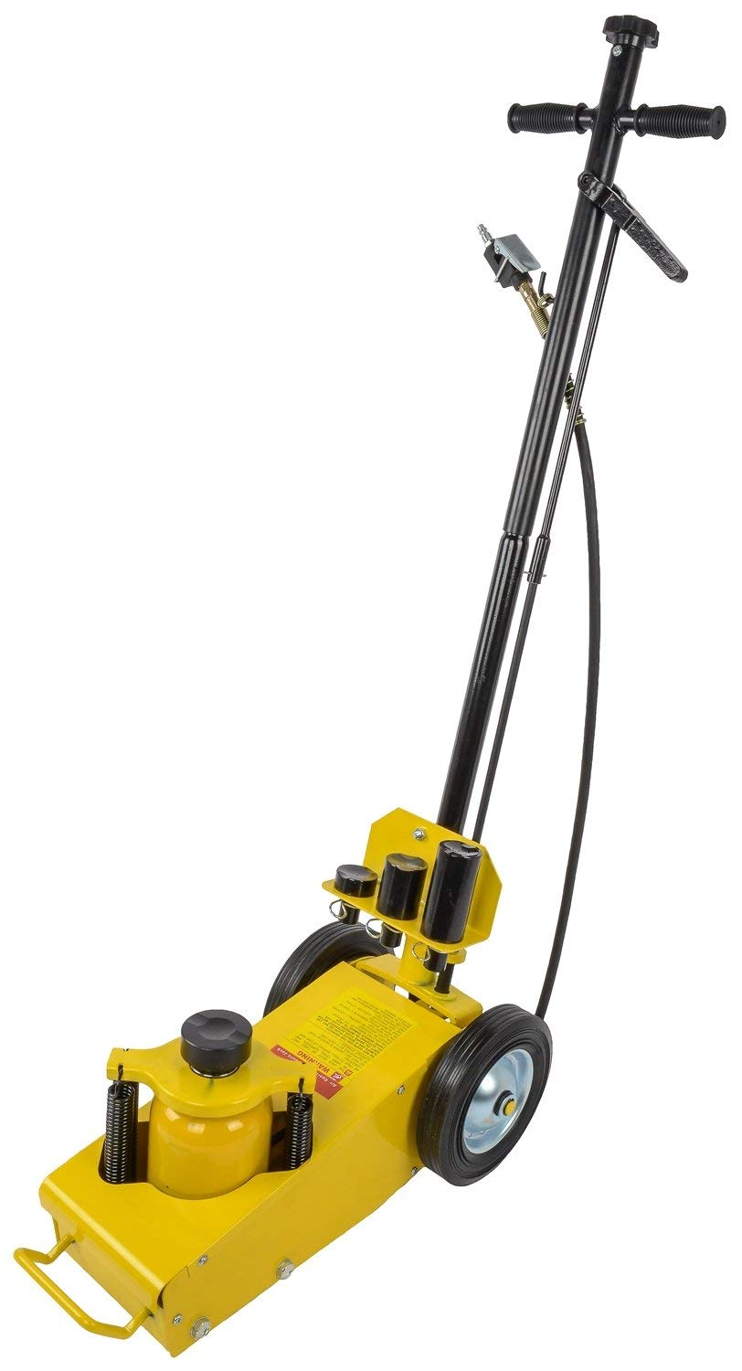 JEGS Air Hydraulic Floor Jack - 22 Ton (44,000lbs) Capacity - 120 to 200 PSI Operating Range - Yellow Steel Heavy Duty Jack