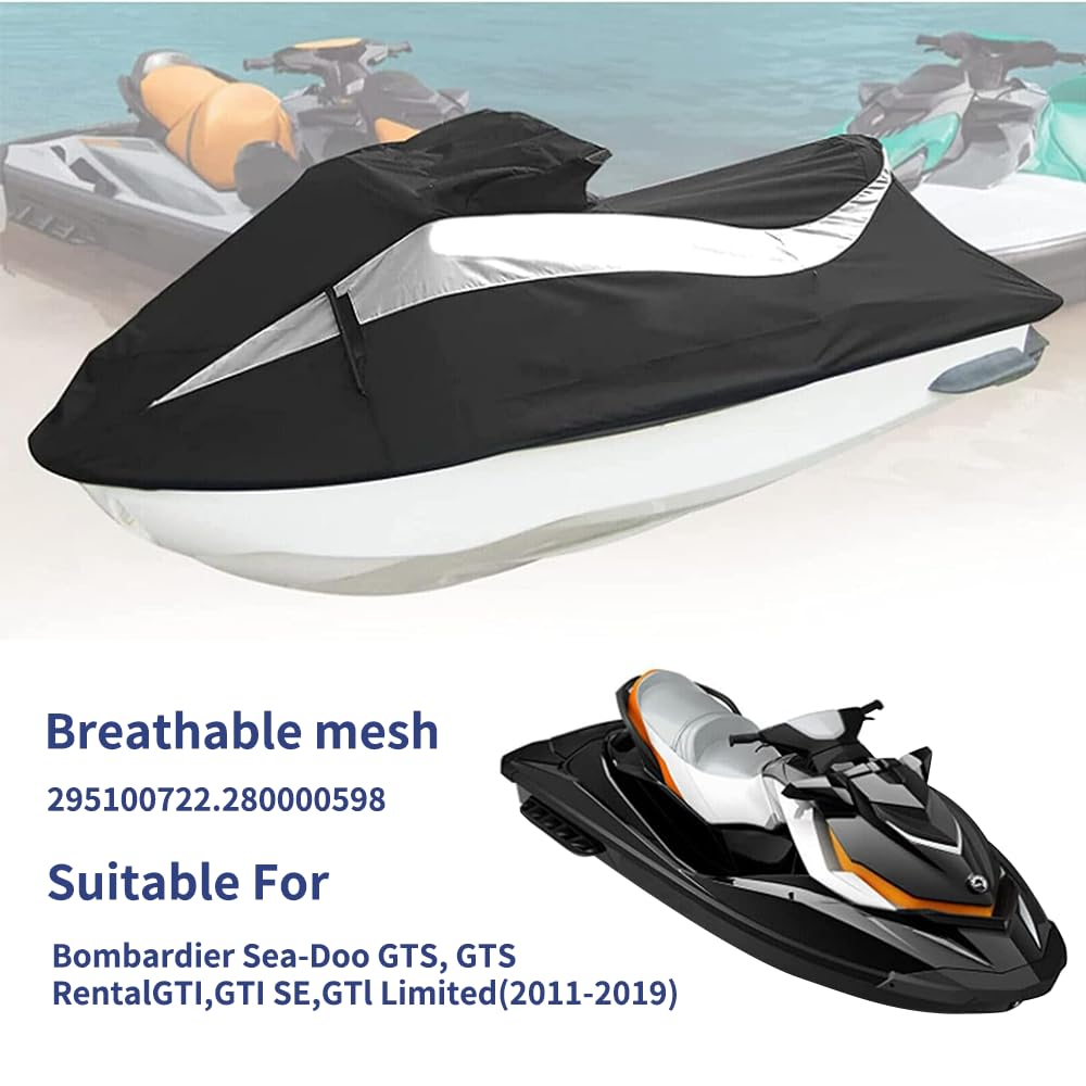 SleYuYir 295100722 Heavy Duty Jet Ski Cover - Waterproof Jetski Trailerable Watercraft Compatible with 2011-2019 Bombardier SEA-DOO PWC GTS, GTI, GTI SE, GTI Limited