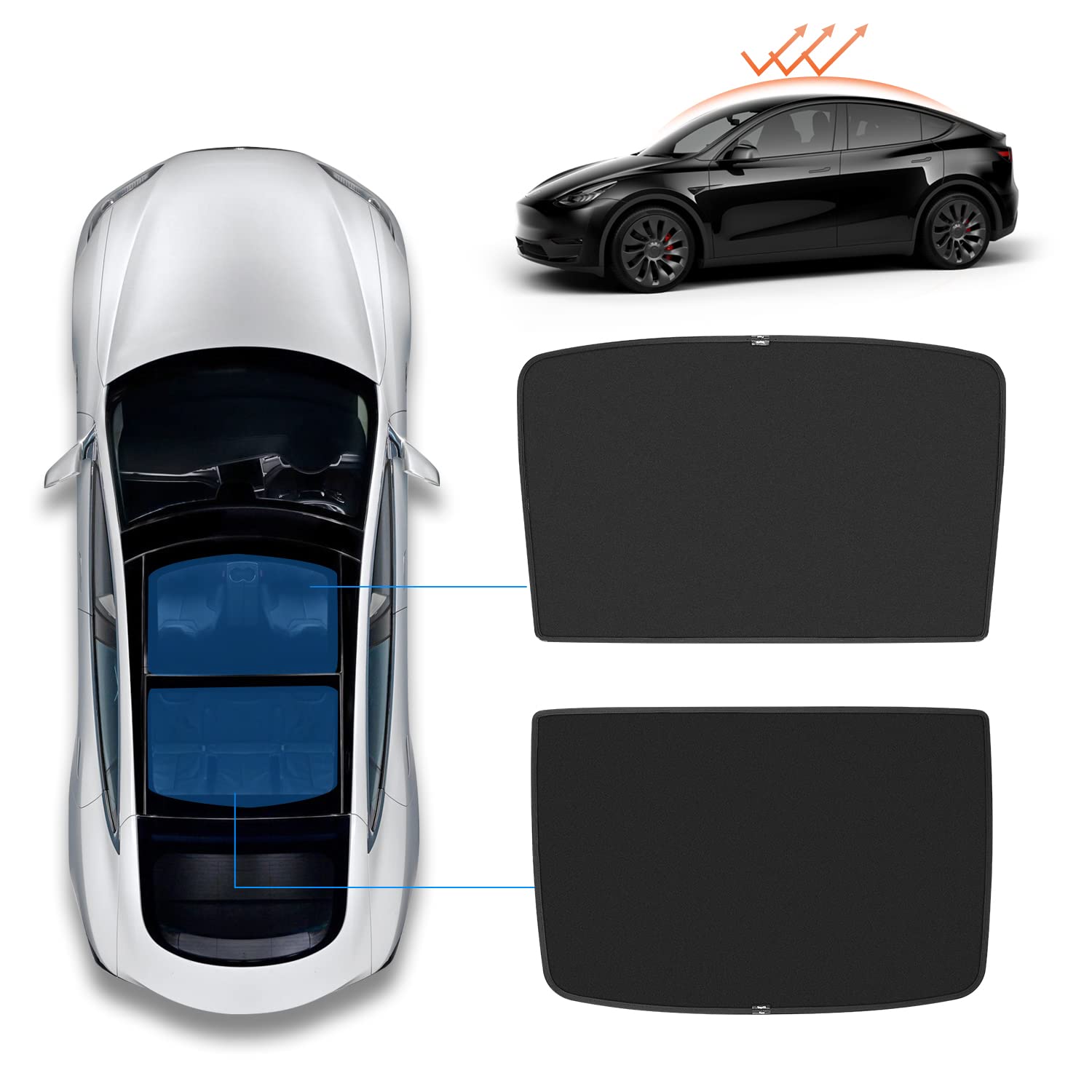 Topfit for Model Y Sunshade Roof Window Insulation UV Rays Protection Sun Shade for Tesla Model Y Heat Blocking Shades Shading Rate 99%