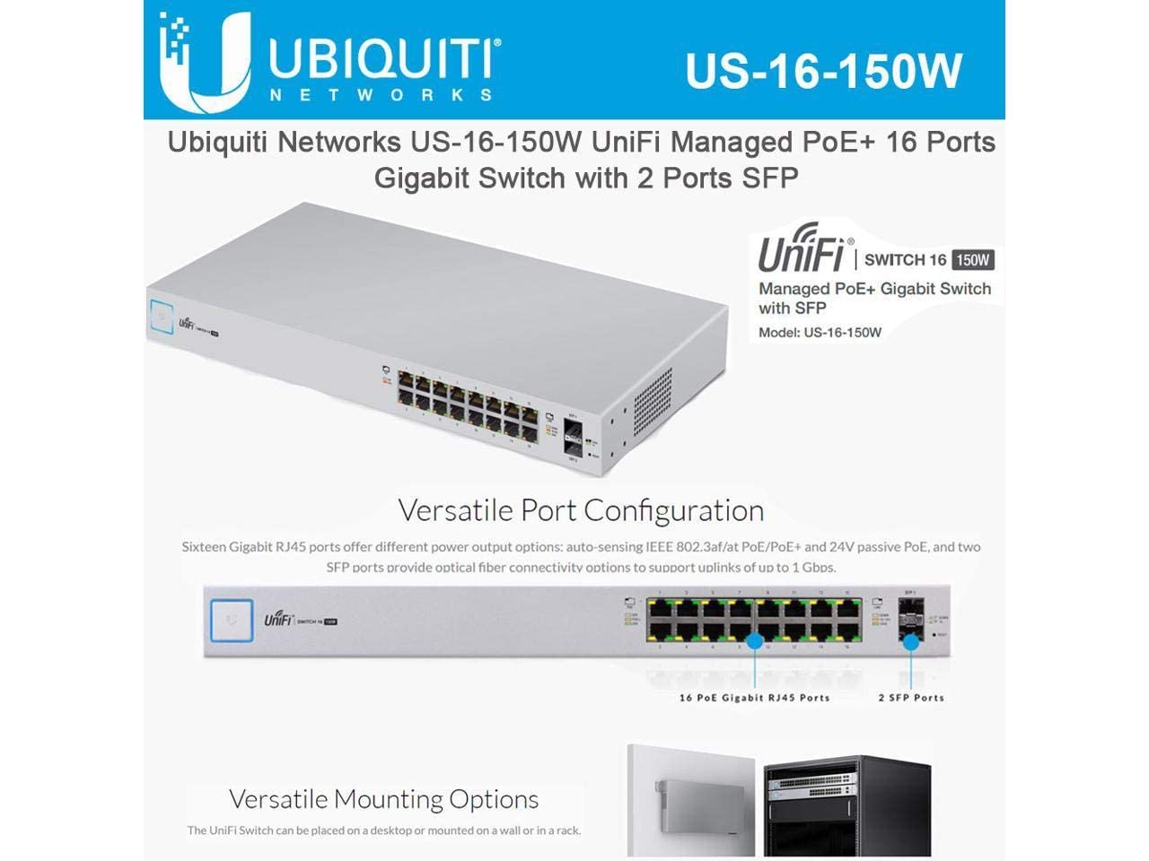 Ubiquiti US-16-150W Networks Networks UniFi Switch, 16 Port,White