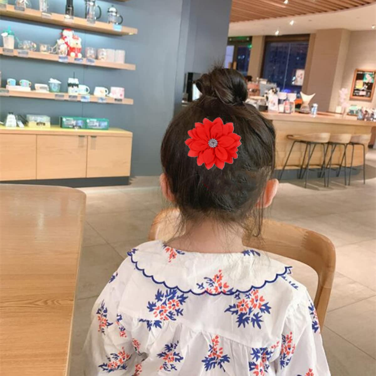 Snadulor 10Pcs Baby Girl Hair Bow Clips Floral Barrettes Grosgrain Satin Flower for Infants Toddlers Kids Girls,multiple colour