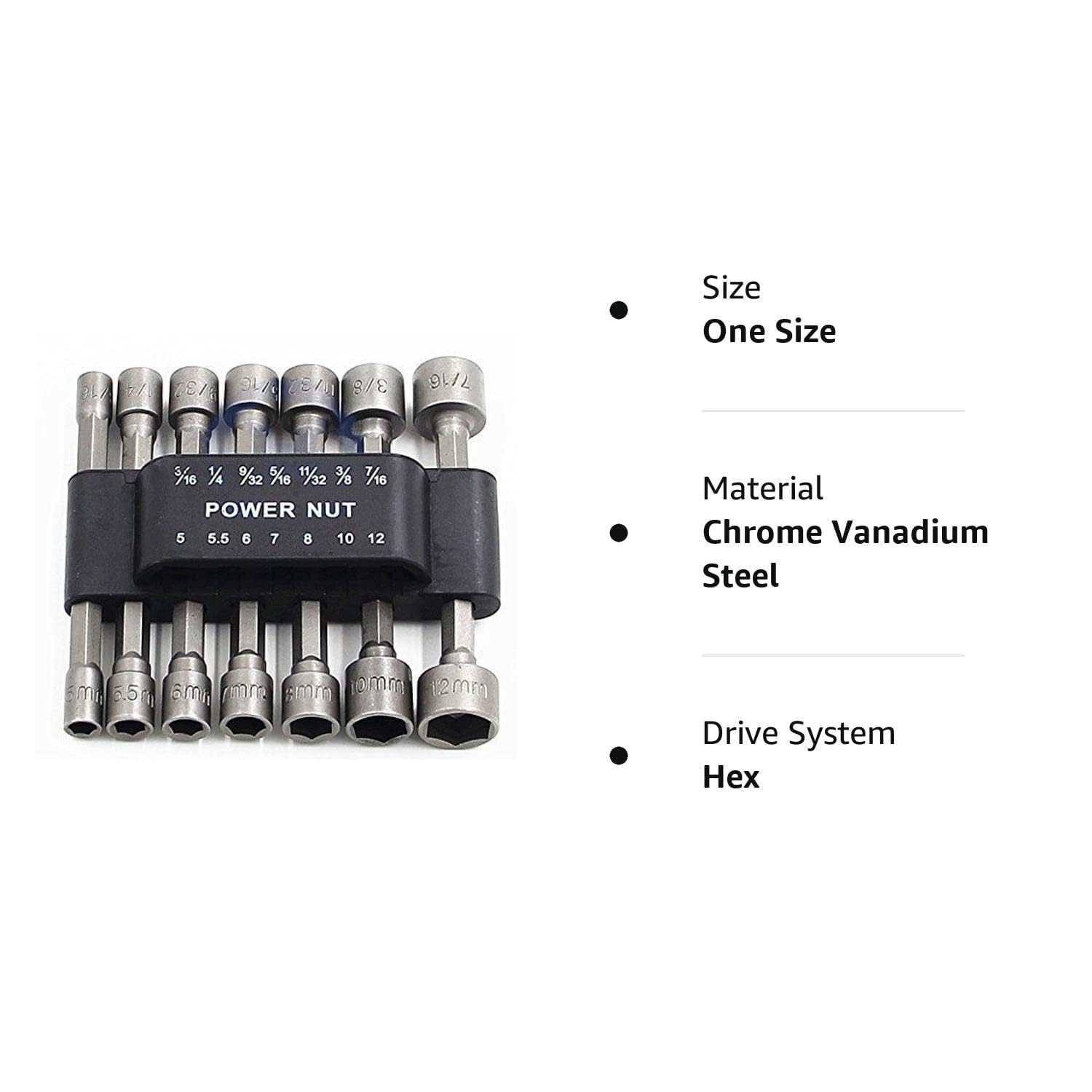 PANOVOS 14pcs Power Nuts Driver Drill Bit Tools Set Metric Socket Wrench Screw 1/4'' Driver Hex Keys