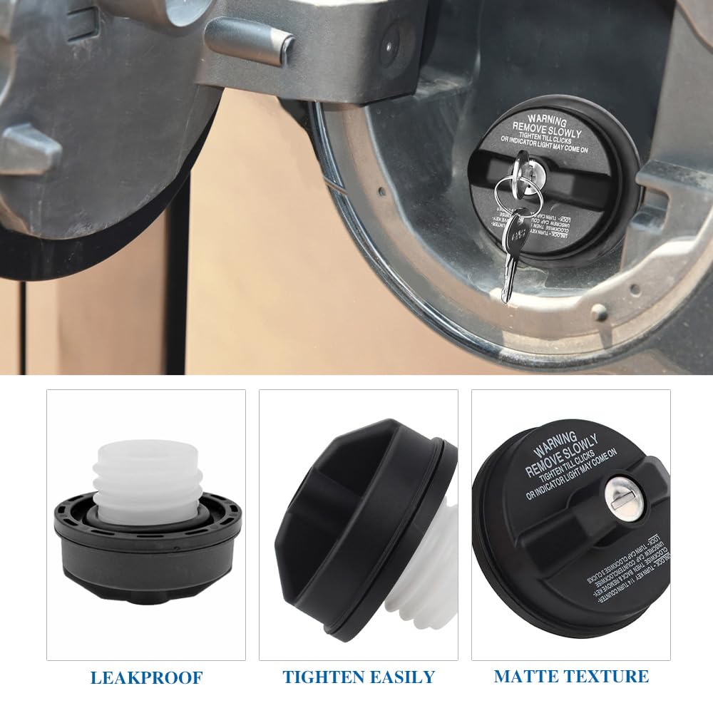 Fuel Tank Filler Cap, Locking Gas Cap, Fuel Cap with Key, Locking Fuel Tank Cap, Car Accessories Gas Tank Cap Replacement for Toyota Camry Tacoma 4Runner Avalon, Replaces #77300-47020, 10504