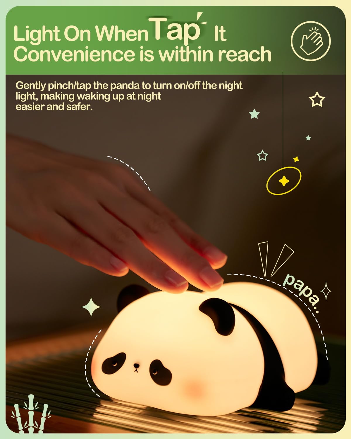 ATSUI Cute Panda Night Light, LED Squishy Novelty Animal Night Lamp, Food Grade Silicone 3 Level Dimmable Nursery Nightlight for Desk Decor, Funny Gifts Stuff for Boys Girls Baby, White Elephant Gifts