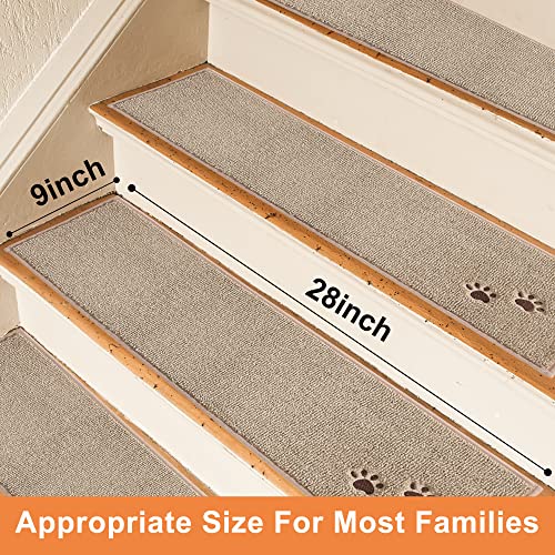 BEQHAUSE Stair-Treads-for-Wooden-Steps-Non-Slip Stair Treads Machine Washable Carpet Stair Treads 28inX9in Soft Indoor Stair Runner for Kids Elders and Pets 100% Polyester 4pcs,Dark Grey