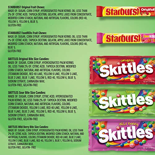 SKITTLES & STARBURST Variety Pack Full Size Chewy Candy Assortment, 37.05 oz, 18 Bars