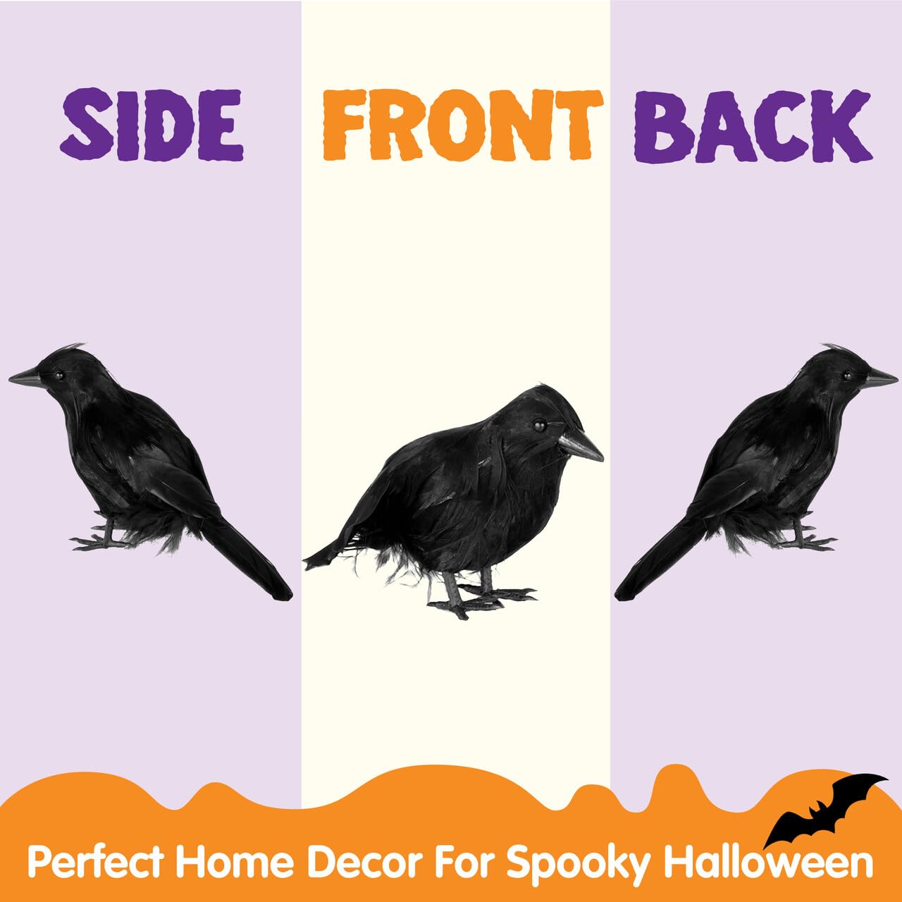 JOYIN 6 Pcs Crow Raven Halloween Decoration Indoor Outdoor Decor, Black Fake Crows Ravens Bird Props Haunted House Graveyard Cemetery Yard Table Decor Halloween Party Favors Desk Trees Walls Windows