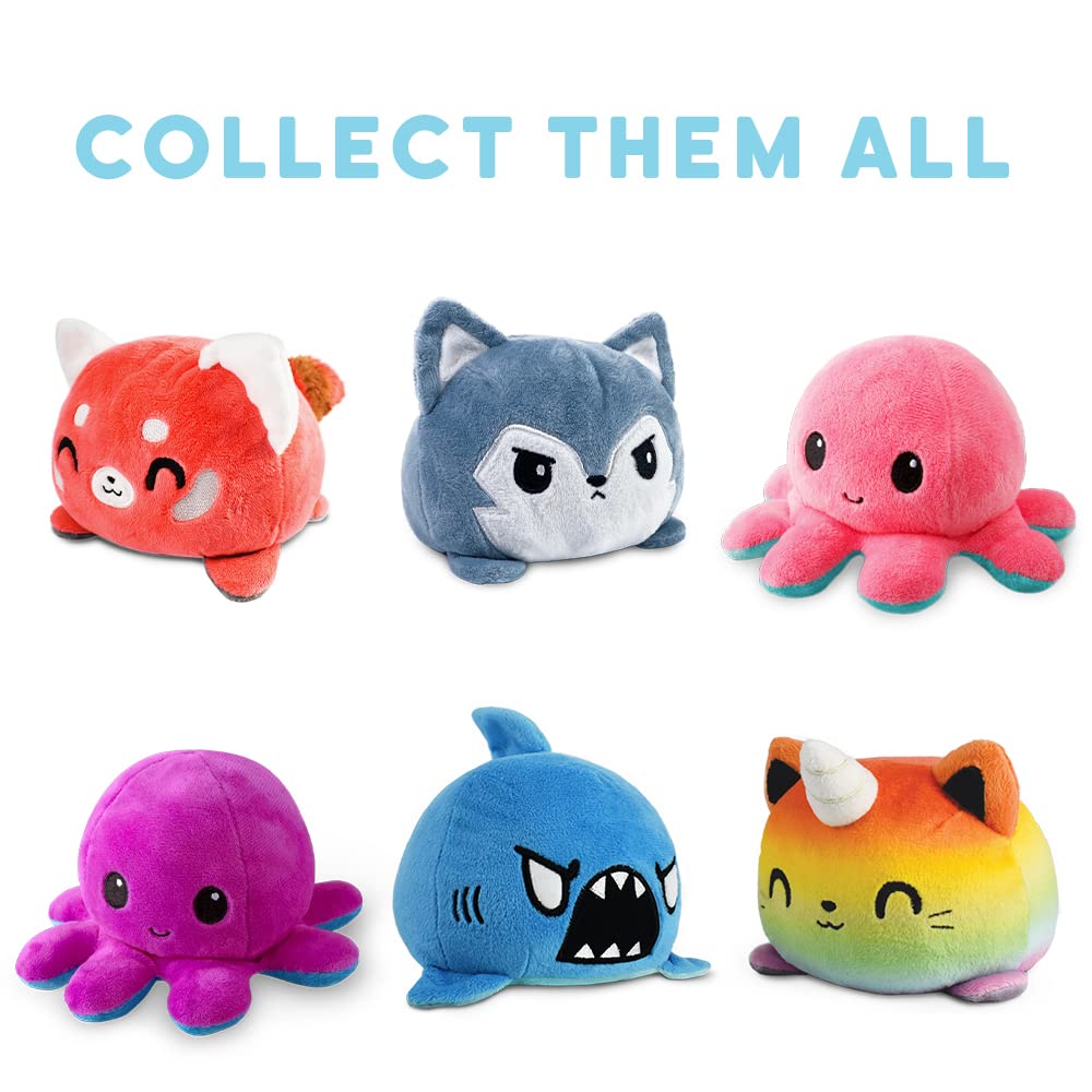 TeeTurtle - The Original Reversible Octopus Plushie - Black + Gray - Cute Sensory Fidget Stuffed Animals That Show Your Mood