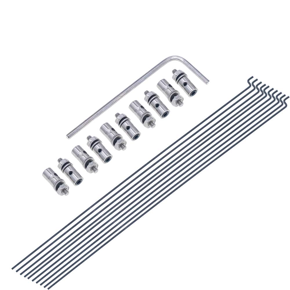 20pcs Adjustable Pushrod Connector Linkage Stopper&Φ1.2mm x L190mm (7.5 inch) Steel Z Push Rods Parts w/Storage Box for RC Airplane Plane Boat Replacement