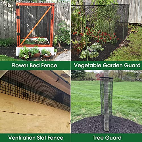 HOPERAN Black Hardware Cloth 1/2 inch 36 x 50 Ft Mesh 19 Gauge PVC Coated Chicken Wire Mesh - Vinyl + Galvanized Double Coated Fence - Welded Wire Mesh Roll for Chicken Coop Fencing Garden Fencing