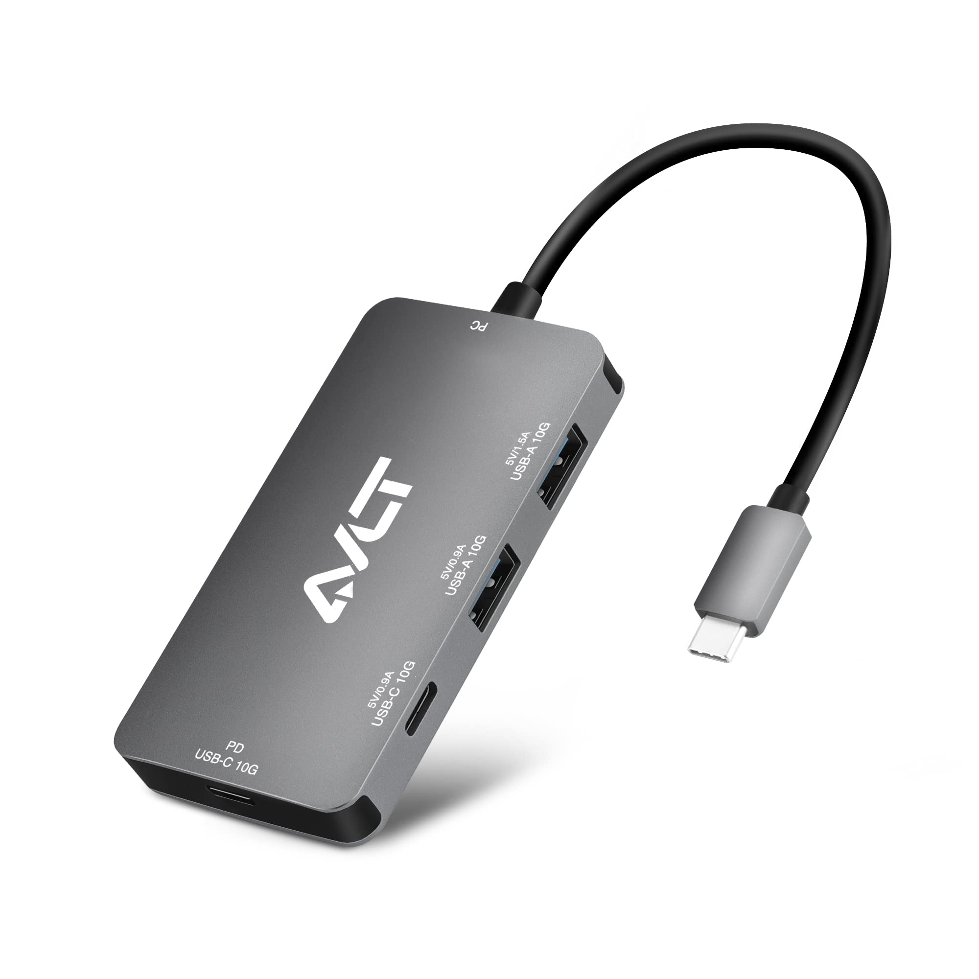 AVLT 4-Port USB 3.1 Gen 2 Type C 10G Hub with 85W PD Charging - Portable Multiport Adapter – Fast Data Transfer and Charging for MacBook, Laptop, PC, iPad (Does NOT Support USB-C Monitor)