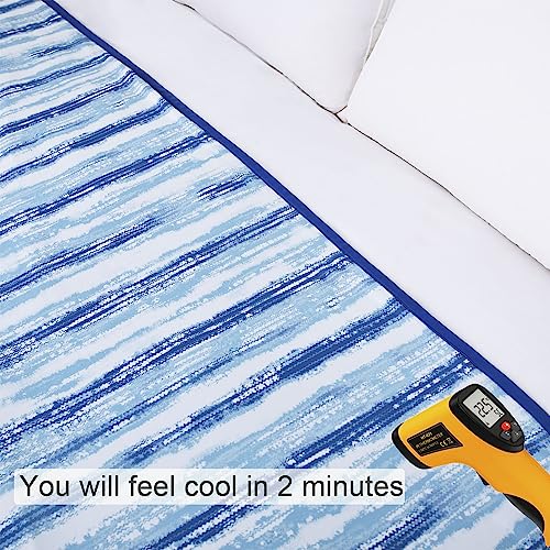 YINFUNG Blue Cooling Blanket for Hot Sleepers Tie Dyed Summer Blanket Night Sweat Silky Arc Chill Cold Blanket for Hot Flashes Coastal Q-max 0.5 100% Rayon Derived from Bamboo Ombre Sea 60×80IN