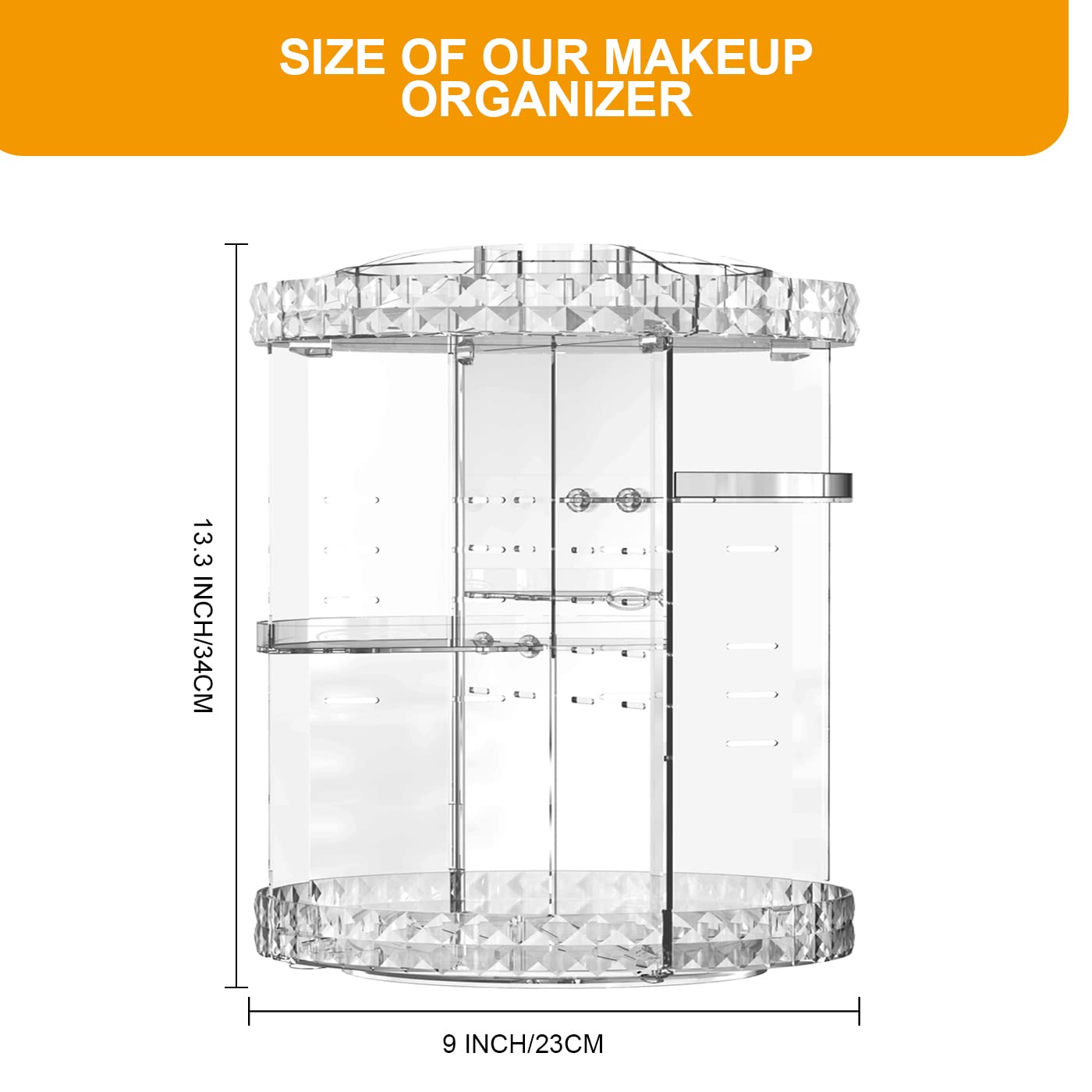 MISERWE Makeup Organizer 360 Degree Rotating 7 Adjustable Layers Large Capacity Cosmetic Organizer Transparent Make Up Organizers and Storage, Clear