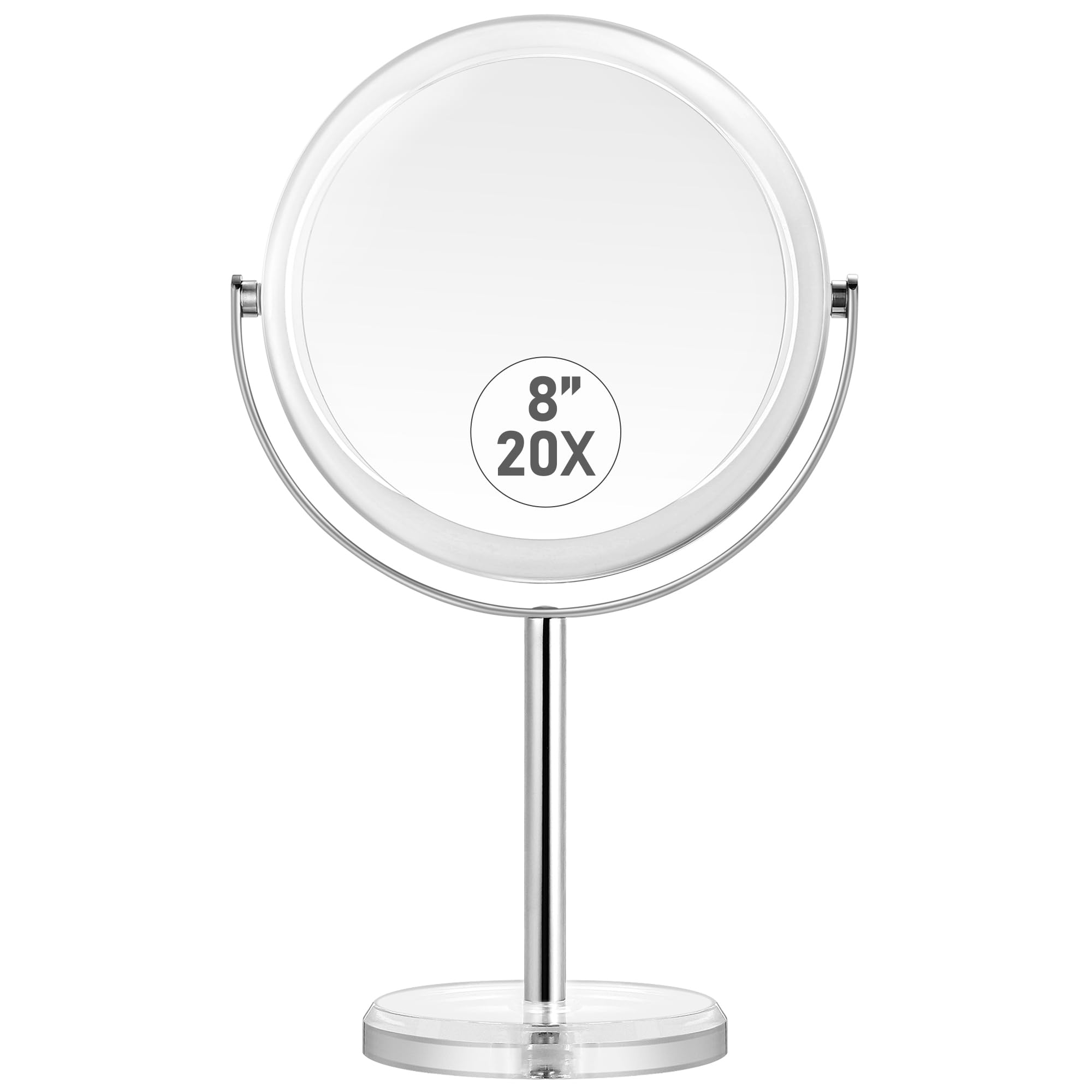 MIYADIVA 20X Magnifying Makeup Mirror,Double Sided 1X & 20X Magnifying Mirror with Stand,Tabletop Magnified Vanity Mirror with 360°Rotation for Bathroom or Bedroom 7.8 Inch