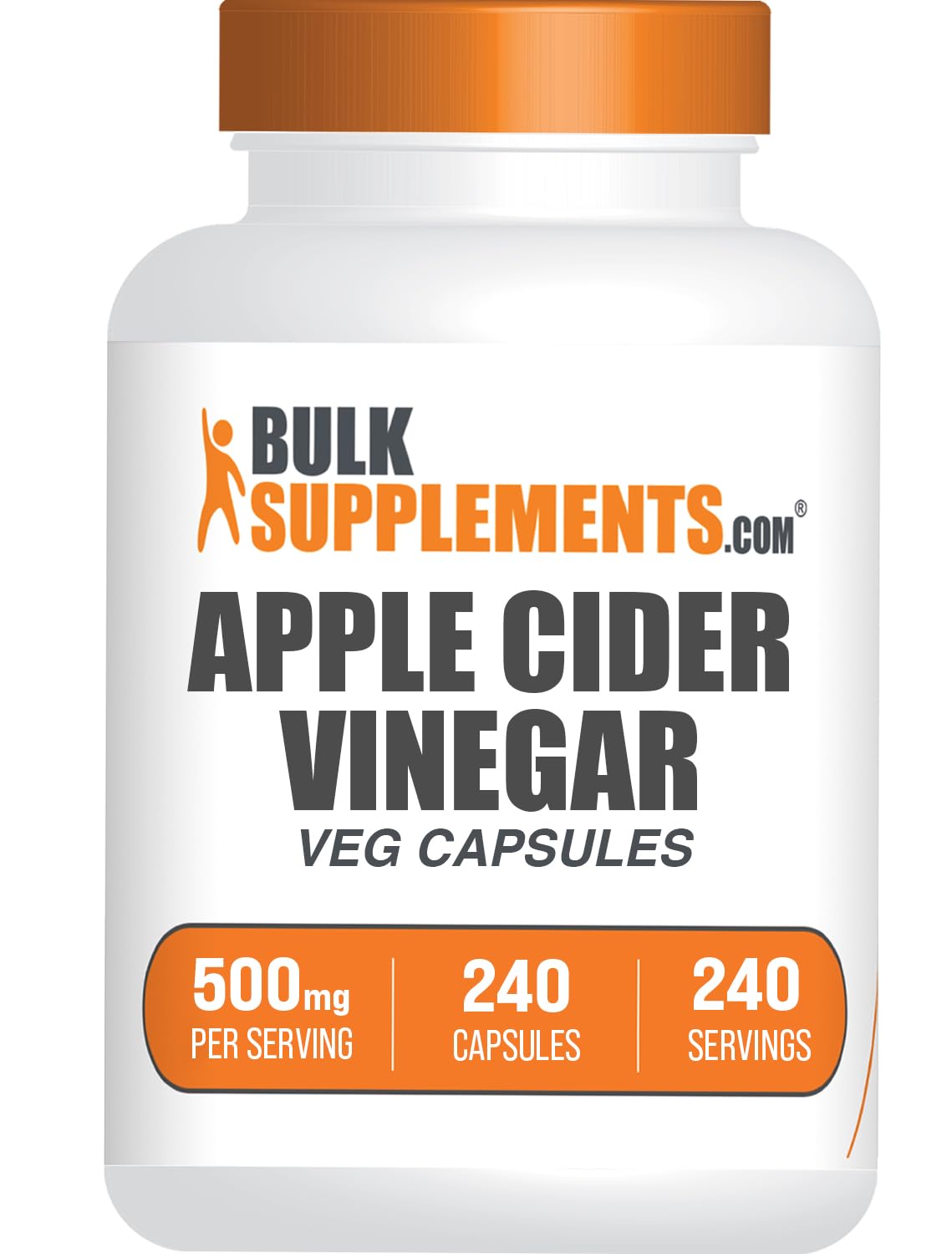 BULKSUPPLEMENTS.COM Apple Cider Vinegar Capsules - ACV Pills for Digestive & Heart Support, Soy Free - 1 Capsule (500mg) per Serving, 240 Veg Capsules (Pack of 1)