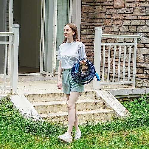 Fevone Garden Hose 3 ft x 5/8 ", Heavy Duty Water Hose with Rotatable Grip Handle, Easy to Connect, Fits Hoses/Pipes of All Replacement/Replaceable Parts, Solid Aluminum Fittings - Zero Leak