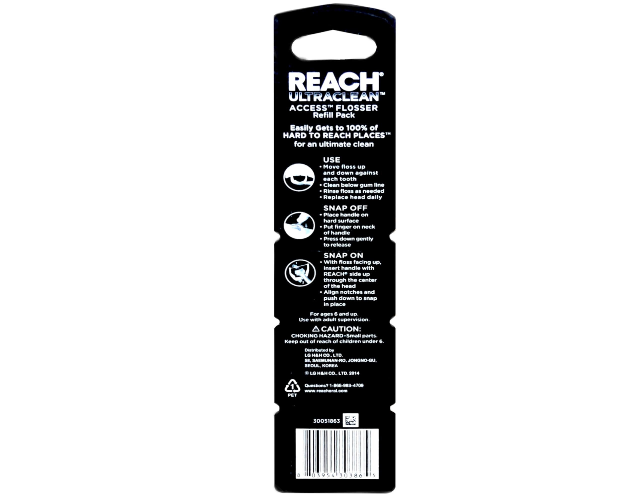 REACH Ultraclean Access Snap-On Flosser & Flosser Refill Head 28 ea, Pack for Proper Oral Care, Mint Flavor 1 ea