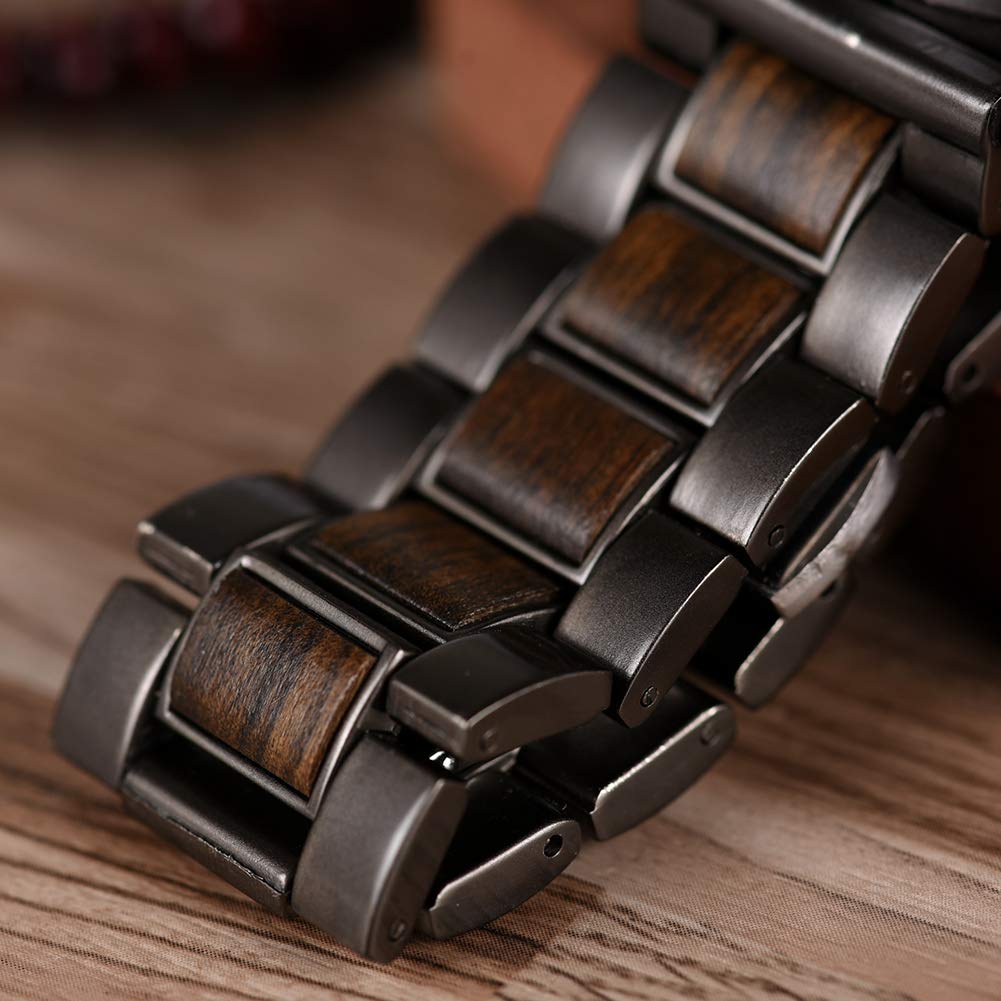 2win Engraved Personalized Wooden Watch for Boyfriend My Man Fiancé Husband Customized Wooden Watches for Men Personalized Watch (B-for-Husband)