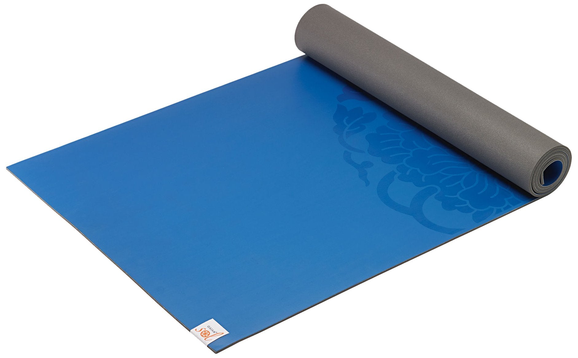 Gaiam Dry-Grip Yoga Mat - 5mm Thick Non-Slip Exercise & Fitness Mat for Standard or Hot Yoga, Pilates and Floor Workouts - Cushioned Support, Non-Slip Coat - 68 x 24 Inches - Blue