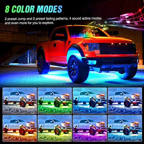 Nilight 6Pcs Car Underglow Neon Accent Strip Lights 300 LEDs RGB Multi Color DIY Sound Active Function Music Mode with APP Control and Remote Control for Car Van SUV Truck