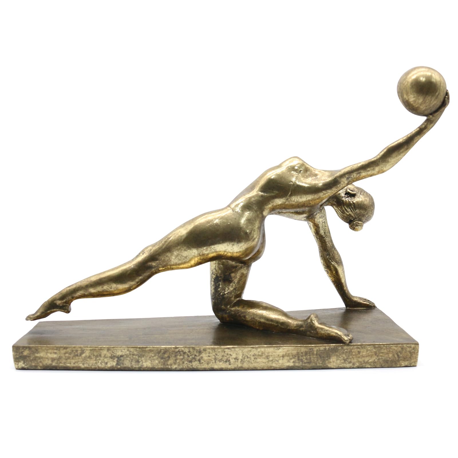 Lukitas Gymnast Statue and Sculpture Decor, Rhythmic Gymnastics Figurine, Modern Desktop Ornament for Home Office Living Room, Golden, Resin L14''