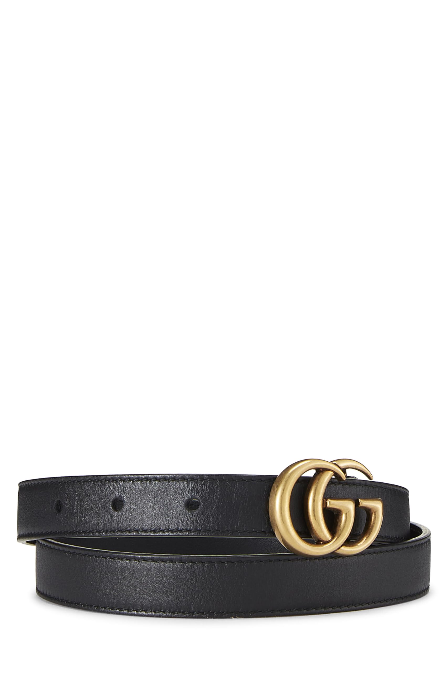 Gucci, Pre-Loved Black Leather GG Marmont Belt, Black