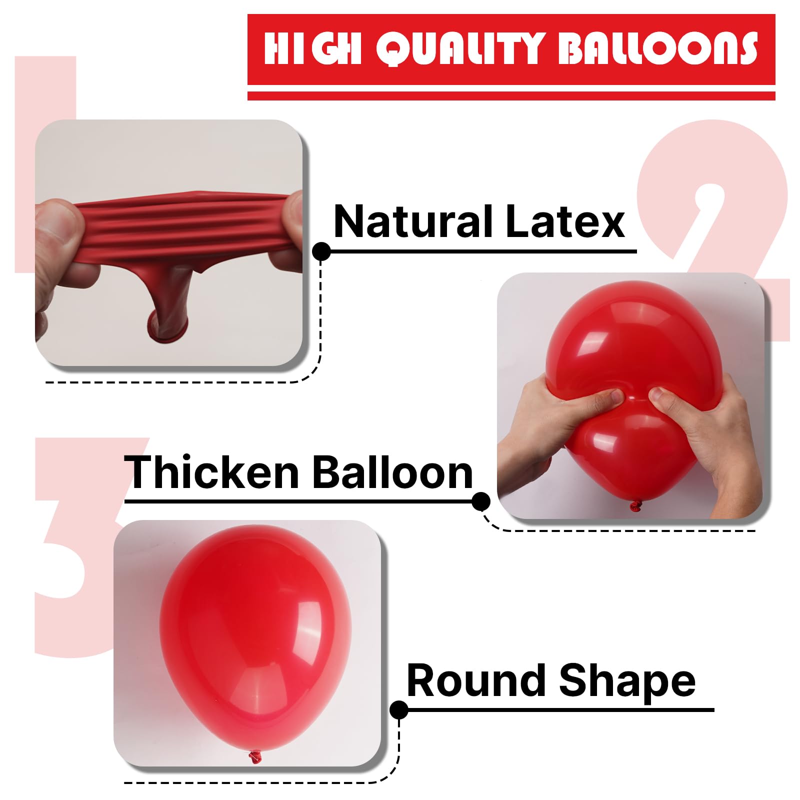 PartyWoo Red Balloons 100 pcs Different Sizes of 18 12 10 5 Inch Red Balloon Arch Kit Garland for Birthday Graduation Bachelorette Citizenship Anniversary Cherry Casino Theme Party Decorations Red-Y57