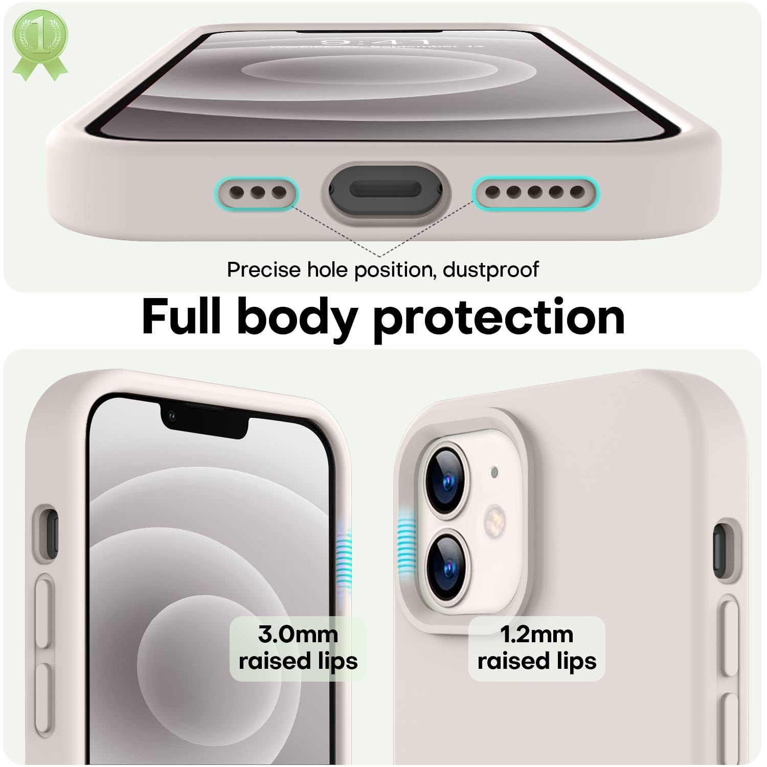 LOVE 3000 Designed for iPhone 12 Case/iPhone 12 Pro Case, Premium Silicone with [Soft Anti-Scratch Microfiber Lining] Shockproof Protective Phone Case for Men Women Girls 6.1", Stone