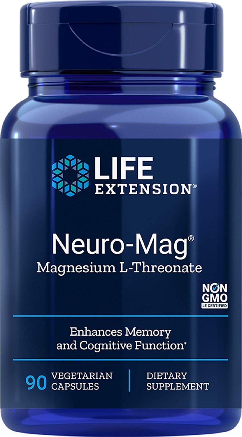 Life Extension Neuro-mag Magnesium L-threonate Dietary Supplements, 90 Count (Pack of 2) Capsules