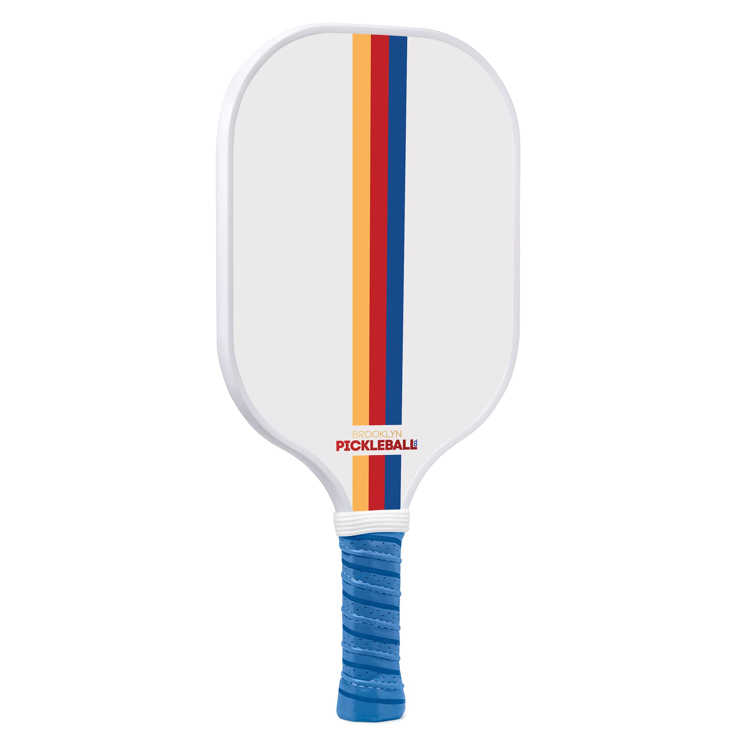 Brooklyn Pickleball Co White Pickle Ball Paddle | Carbon Fiber | Honeycomb Core | Ribbed Non-Slip Cushion Grip | Single Racket | Pickle-Ball Paddles