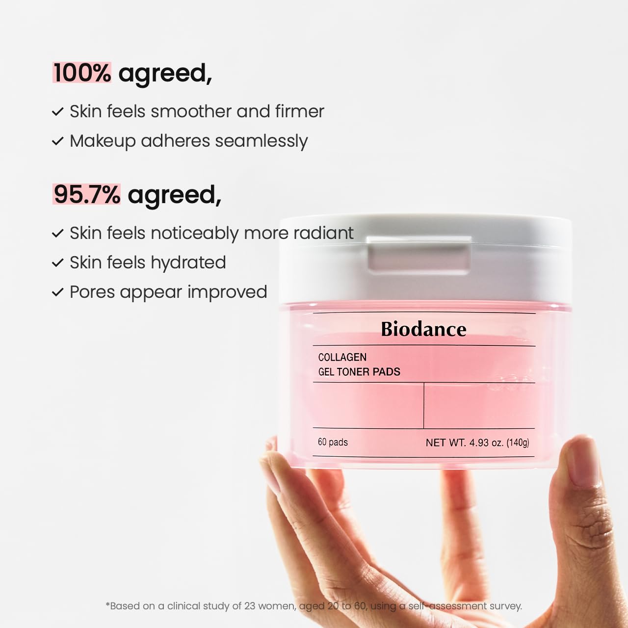 Biodance Collagen Gel Toner Pads, Pore Minimizer for Face, Improving Elasticity, Plumping Toner Pads for Sensitive Skin, Pre-Soaked Pads, Korean Skin Careㅣ4.93 fl.oz.(140g)*60Pads