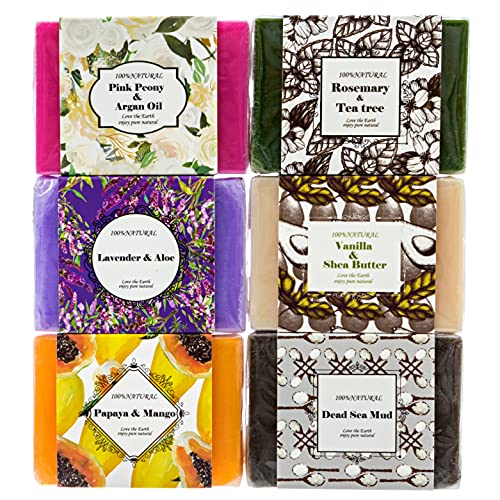 Purelis Handmade Soap Bars Gift Set. 6 Pc Natural Soap Set. Artisan Crafted Soap Bars with Essential Oils. Soap Gift Set for Women - Bath & Body Gift for Her!