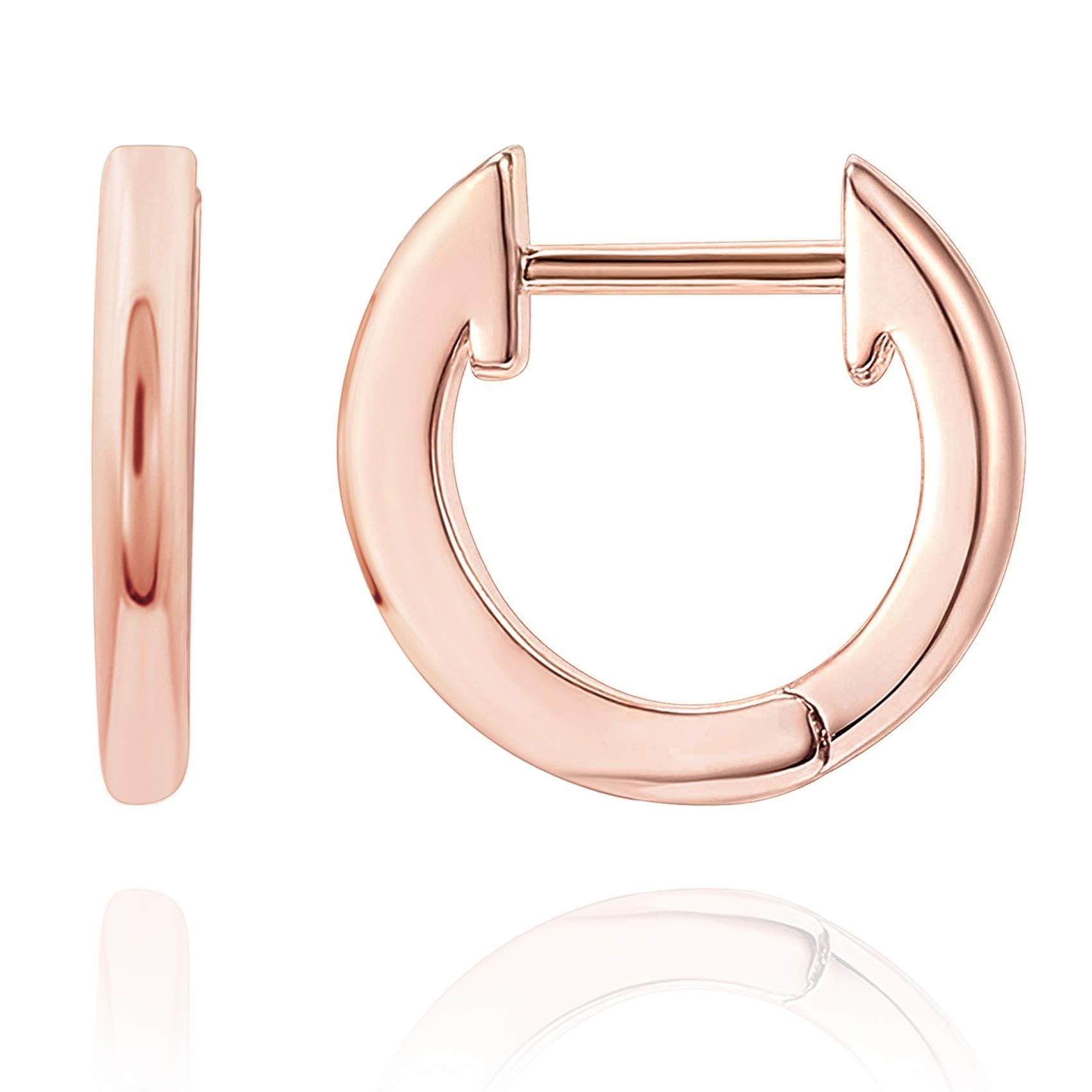 PAVOI 14K Rose Gold Plated Cuff Earrings Huggie Stud | Small Hoop Earrings for Women