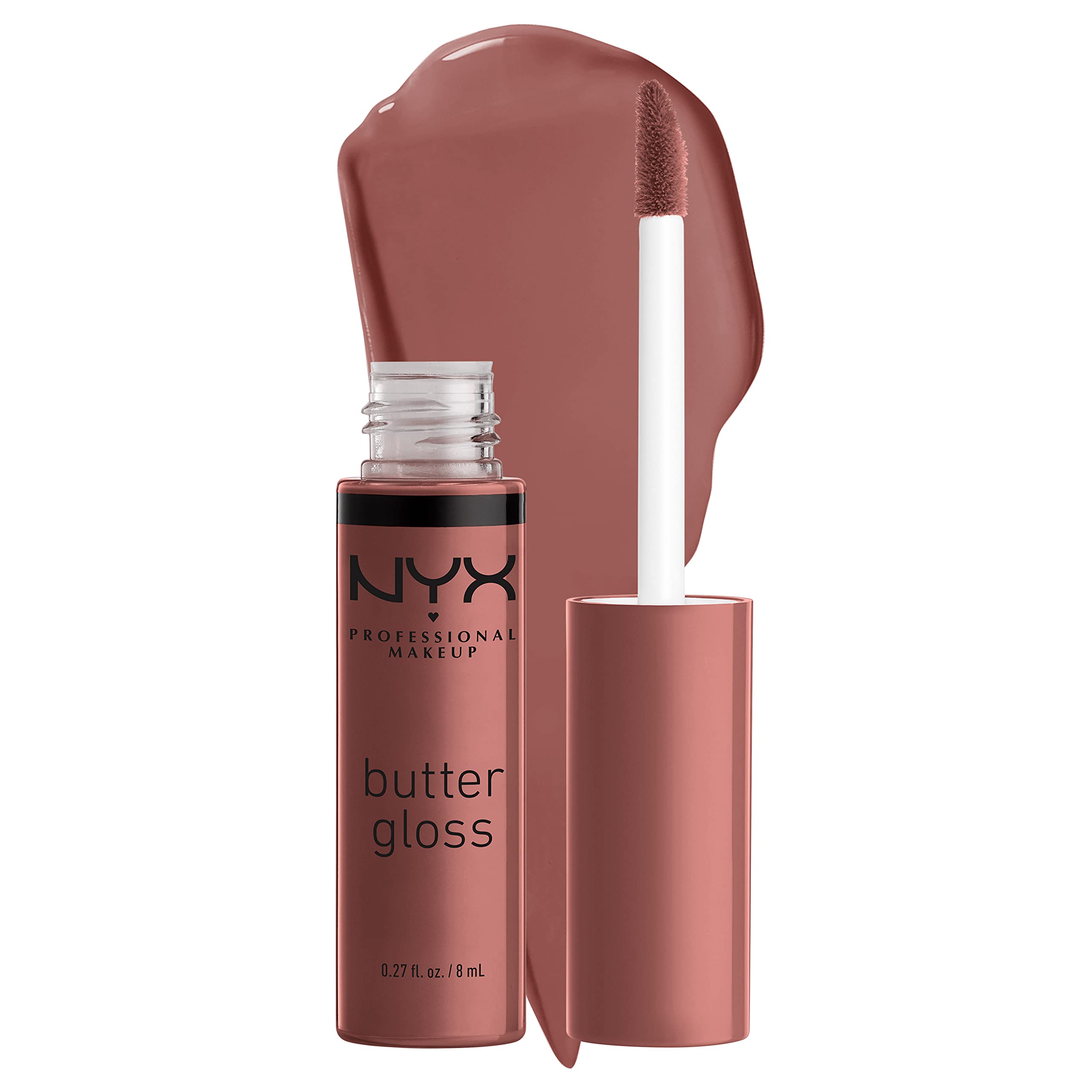 NYX PROFESSIONAL MAKEUP Butter Gloss Brown Sugar, Non-Sticky Lip Gloss - Spiked Toffee (Brown Mauve)