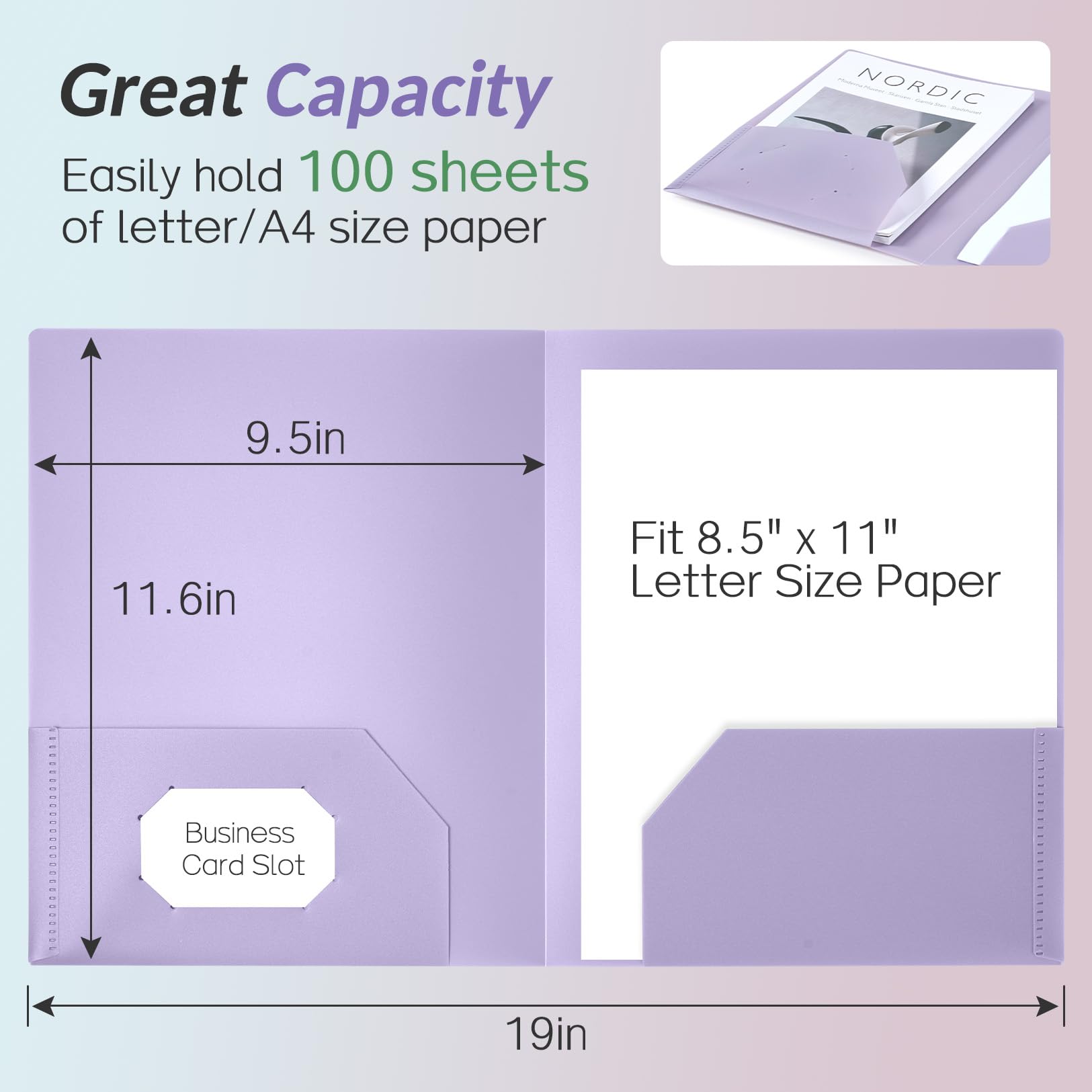 Sooez 6 Pack Pocket Folders with Labels, Heavy Duty Plastic File Folders with Pockets, Pastel Poly Folders for Documents Letter Size, Colored School Offfice Folder Bulk, Back to School Supplies