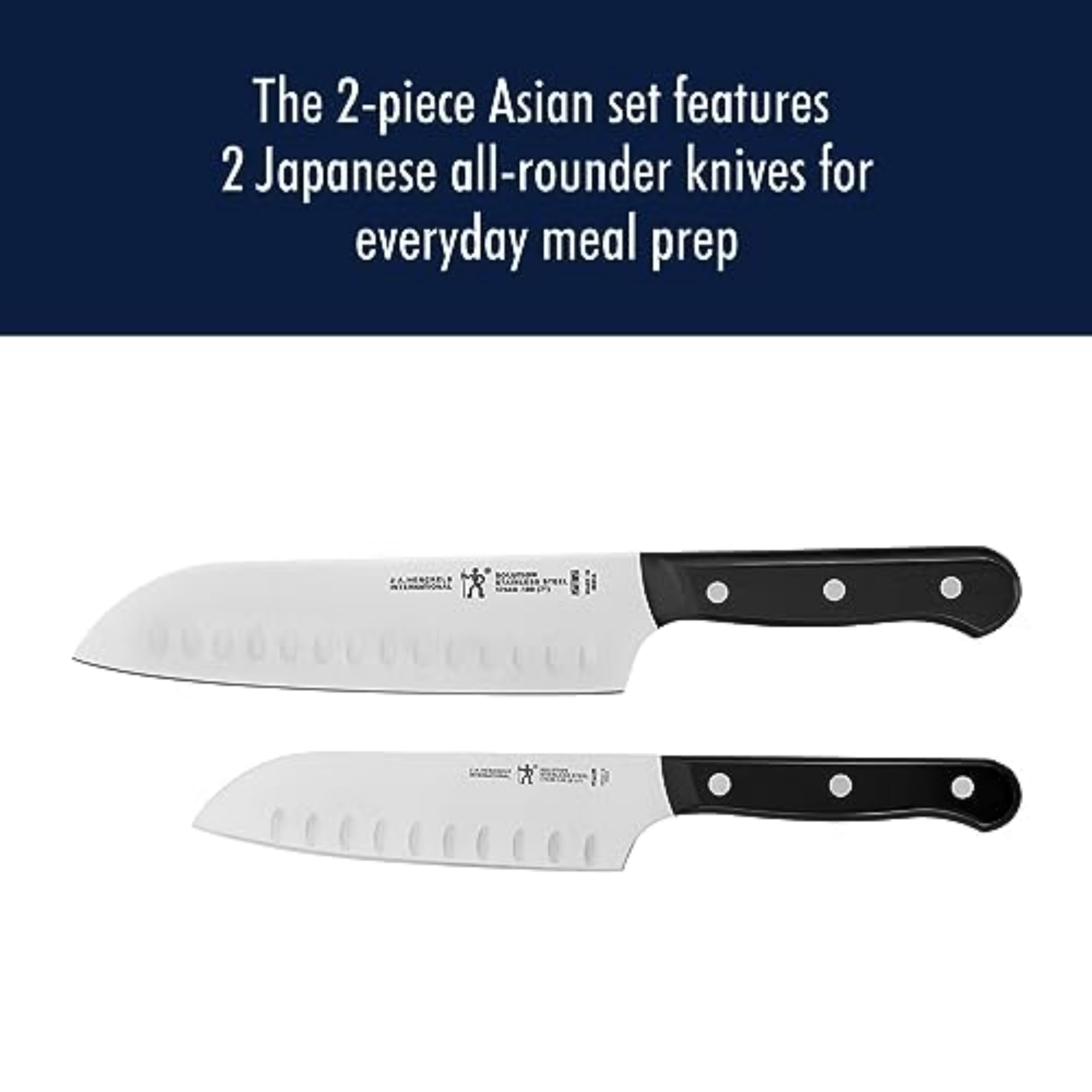 HENCKELS Solution Razor-Sharp 2-pc Knife Set, Santoku Knife 5 Inch, Santoku Knife 7 Inch, German Engineered Informed by 100+ Years of Mastery, Stainless Steel