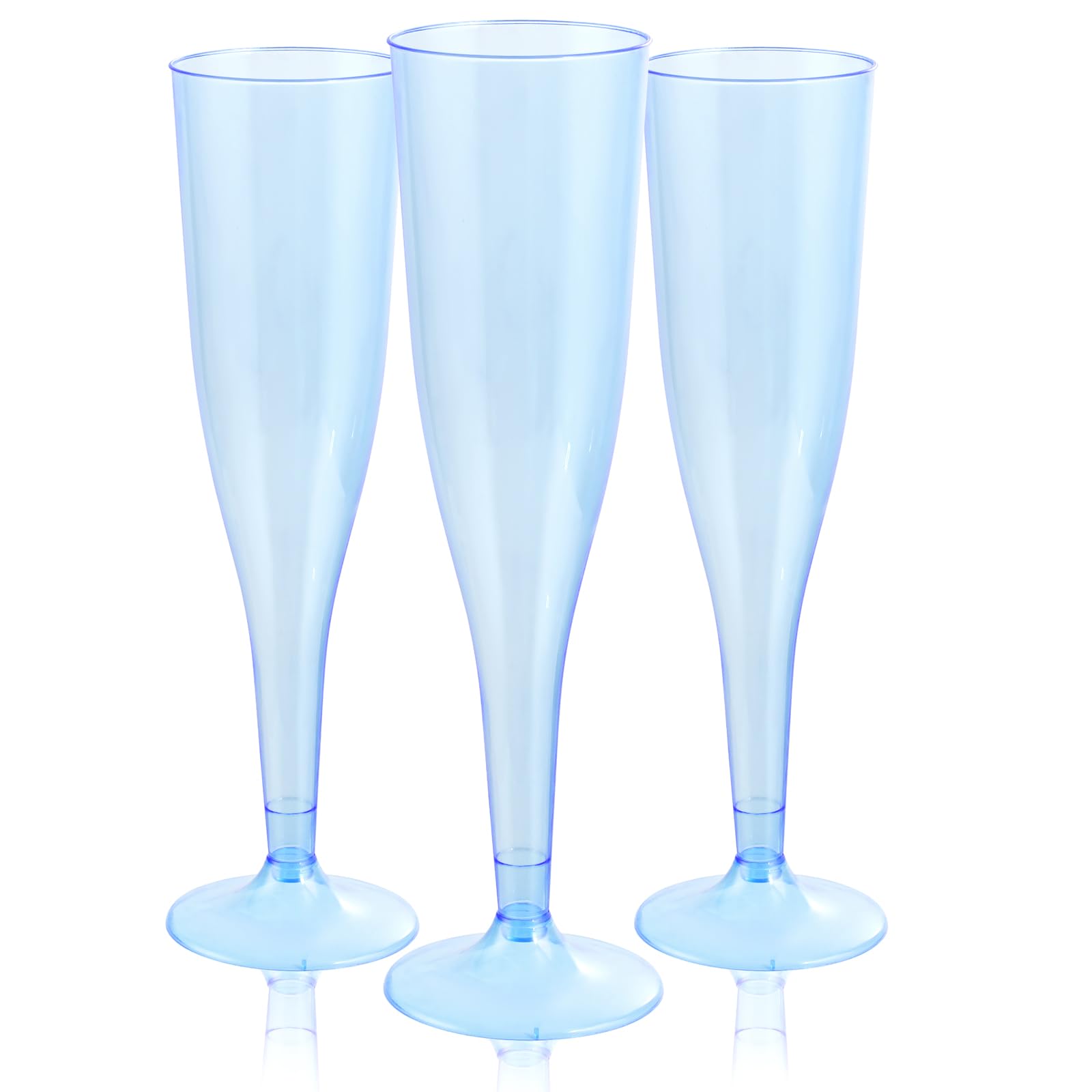 WDF 36 Pack Clear Blue Plastic Champagne Flutes - 7OZ Blue Champagne Flutes Plastic, Champagne Glasses Disposable for Party & Wedding