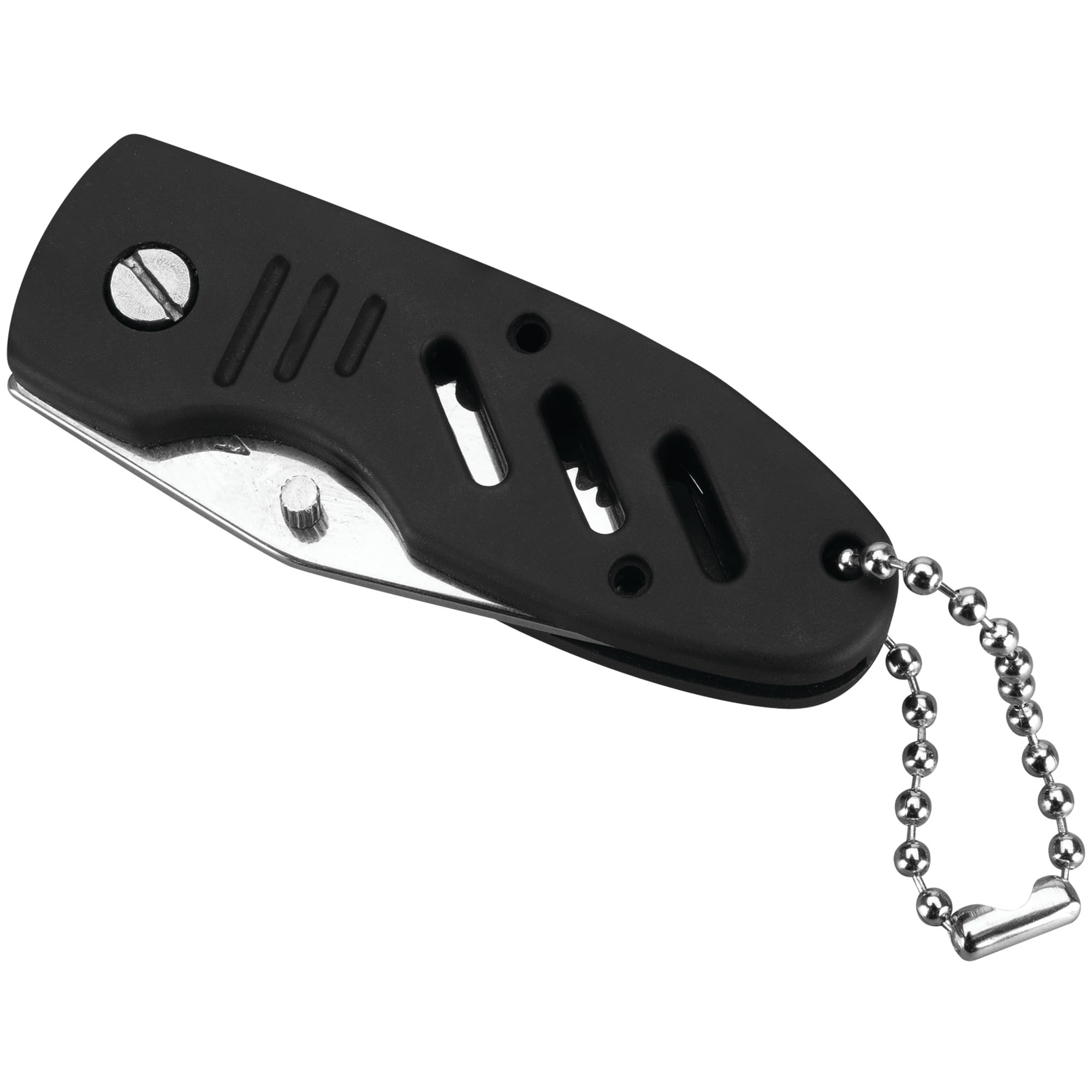 Performance Tool W3232 Folding Pocket Knife with Liner Lock, Rubberized Handle, and Keychain