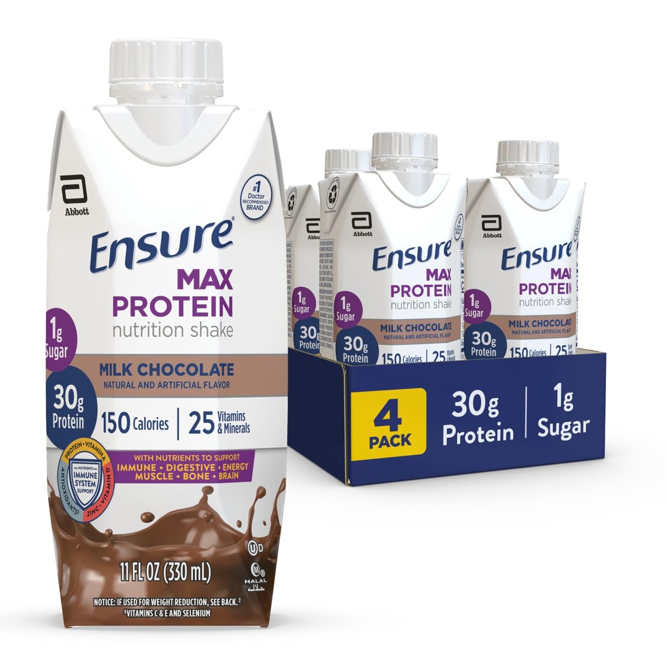 Ensure, Max Protein Milk Chocolate Nutrition Shake, 11 Fl Oz, 4 pack