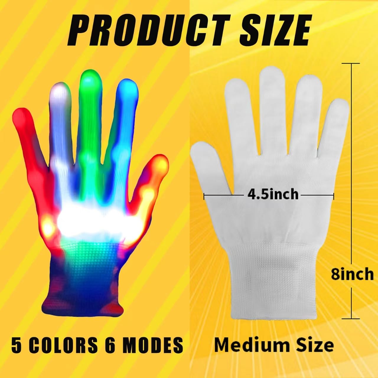 COLEDRE Toys Gifts Age 6-12 Years Old Led Light up Gloves Rainbow Glow Gloves for Kids Adults Rave Birthday Party Halloween Christmas Stocking Stuffers（1PM）