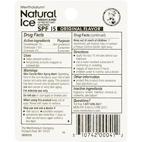 Natural Ice Original SPF 15 Medicated Lip Balm - 12 Count Pack