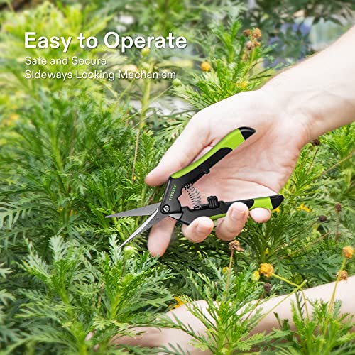 VIVOSUN 2-Pack Gardening Scissors 6.5 Inch Hand Pruner Pruning Shear with Straight Stailess Steel Blades, Black and Green