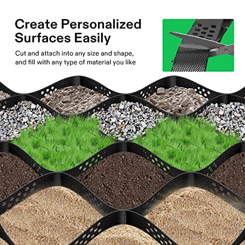 VIVOSUN 2’’ Depth Ground Grid, 9x17 ft, High-Density HDPE Geo Cell, 1885 lbs per sq ft Load, Foldable & Tensile, Easy Installation with Gloves, Perfect for Gardens, Driveways, Pathways, Slopes